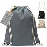Baumwollbeutel 10 Stück 38x42cm Sportbeutel - Rucksack Stofftasche Turnbeutel Bag, Beutel, Baumwollbeutel, Jutebeutel OEKO-TEX® zertifiziert Stoffbeutel Einkaufsbeutel Gym zum bemalen (Stahlgrau)