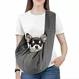 Pawaboo Hundetragetasche Welpen, Tragetuch Hund Katzen Verstellbar, Tragetuch Haustiere Umhängetasche, Tragbare Transporttasche für Hunde Bis zu 12 lbs, Dunkel Grau