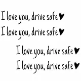 4 Stück 'I Love You Drive Safe'-Spiegelaufkleber, niedliche Auto-Aufkleber für Damen, Auto-Aufkleber für Frauen, Rückspiegel-Aufkleber, Valentinstagsgeschenke für sie, Ihn (schwarz)