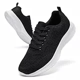 TIANZEBEN Damen Sportschuhe Turnschuhe Laufschuhe Running Walking Schuhe Tennis Straßenlaufschuhe Fashion Sneaker Leichtgewichts Atmungsaktiv Outdoor Schuhe Schwarz 37