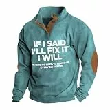 Herren Pullover Geknöpfter V-Ausschnitt Pullis Sweatshirts Ethnischer Retro Druck Top T Shirt Y2k Hoodie Herren Retro Sweater Vintage Hemd Herren Langarm Oberteils Sweatjacke Sweatshirt(6-Cyan,XXL)