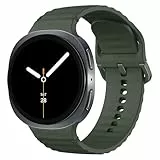 MoKo Silikon Armband für Samsung Galaxy Watch 8 Armband 40mm 44mm/Galaxy Watch 8 Classic 46mm, Weiches Wasserdichtes Sport Uhrenarmband Ersatzarmband für Damen Herren, Armee Grün