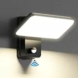 brightower 24W Außenwandleuchte Außenlampe mit Bewegungsmelder,IP65 LED Wandleuchte Außen Aluminium mit Schwenkbar LED Panel,Warmweiß 3000K Außenleuchte für Garten Terrasse (Schwarz 1 Stück)