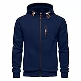 CTU Herren-Kapuzenpullover mit Reißverschluss, langärmelig, Fleece, Sweatshirts für Herren, S-3XL, navy, L