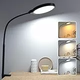 Hensam LED-Schreibtischlampe, dimmbar, mit Klemme, 10 Helligkeitsstufen und 3 Farbtemperaturen, zum Beleuchten von Arbeitsflächen, Lesen, Zeichentisch, Studie, Schwarz