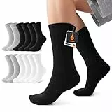 Mowenti Socken Damen Herren 39-42 Tennissocken Weiß Baumwolle Herrensocken Schwarz Frottee Sportsocken Lange Damensocken Laufsocken Männer Weisse Grau Warme Wintersocken 6 Paar