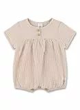 Sanetta Baby-Strampler kurz beige aus Musselin | Praktischer und bequemer Spieler aus Bio-Baumwolle für Mädchen & Jungen. Baby Overall