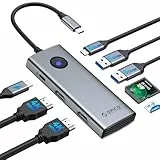 ORICO USB C Docking Station Dual HDMI,8 IN 1 USB C Hub mit 2 HDMI 4K@60Hz,Docking Station 2 Monitore,2 *USB-A 3.0,Typ-C 3.0,100W PD,SD/TF Kartenleser,Multiport Adapter für MacBook Air/Pro,Dell,Lenovo