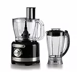 Ariete 1782 Gourmet Pro Moderna, Küchenmaschine, Zerkleinerer 3L, Mixer 2L, 2 Geschwindigkeitsstufen + Pulse, Messerset + Edelstahlscheibe, Zubehör für Zitruspresse, schwarz