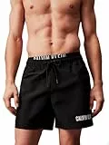 Calvin Klein Herren Badehose Medium Double Wb Lang, Schwarz (Pvh Black), L