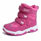Minbei Mädchen Winterstiefel Schneestiefel Kinder Winterschuhe Trekking Stiefel Warm Rutschfeste Wanderstiefel 26 EU Rosa