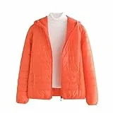 KODMNSW Daunenjacke Damen Steppjacke Leicht Puffer Mantel Winterjacke Soft Dünne Daunenmantel Pufferjacke Lightweight Übergangsjacke Wintermantel Softshelljacke Herbstjacke Orange XL