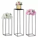 Nuptio Schwarze Vase Hochzeit Mittelstücke 3 Stück Hohe Pflanze Stehen Blumenvasen Metall Display Tischständer Geometrische Mittelstücke für Zu Hause Geburtstag Dekorationen(60cm/80cm/100cm)
