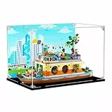 Figuren-Displaybox für LE-GO für 41702 Ca-nal Hausboot, Acryl, staubdicht, transparent, benutzerdefinierte Vitrine (kein Modell) (Hintergrund B)