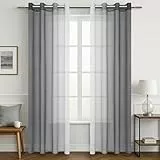 MRTREES Vorhänge mit Ösen Transparente Wohnzimmer Modern 2er Set Farbverlauf Grau, Fenster Gardinen Durchsichtig Schlafzimmer 245 cm Lang 140 cm Breit Vorhang Ösenschal Curtains Living Room