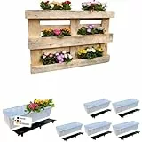 BURI 6 Euro-Paletten Blumenkästen-Einsätze inkl. Bewässerungsmatte | 37,3cm Weiß | Pflanzkasten für Europalette Palette | Balkonkasten | Blumentopf | aus stabilen Kunststoff | Made in Germany