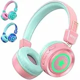 riyo Bluetooth Kopfhörer Kinder, Kinderkopfhörer Kabellos mit LED-Leuchten Bluetooth 5.0 Kinder Kopfhörer Faltbare Stereo Sound für Schule/Tablet/PC