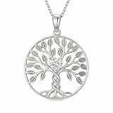 MUUYON Kette Silber 925 Damen Lebensbaum Kette 925 Sterling Silber Geburtsstein Herzens Halskette für Damen Valentinstag Weihnachten Geburtstag Schmuck Geschenk für Frauen Mama Frau (04-Apr)
