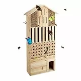 Relaxdays Insektenhotel XXL stehend, Nisthilfe für Biene, Schmetterling, Igelhaus, Holz, HxBxT: 118 x 57 x 24 cm, natur