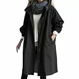 Fulidngzg Mantel Frühling Damen Oversize mit Kapuze Übergangsmantel Frühlingsmantel Vintage Lang Trenchcoat Damenmantel Beige Übergang Jacke Sommermantel Frühling Elegant Frühjahrsjacke Trench Coat