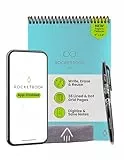 Rocketbook Wiederverwendbarer Smart-Notizblock, oben gebundenes Notizbuch, Executive-Größe 15,2 x 22,4 cm, Blaugrün – linierte und gepunktete Seiten, App-verbunden, löschbar, ideal für Rechts- und