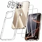 UniqueMe für iPhone 16 Pro Max Hülle - Handyhülle für iPhone 16 Pro Max Case, 5 in 1 Set Rundumschutz Schutzhülle Cover,1 Handyhülle & 2 Schutzfolie & 2 Kameraschutz - Transparent