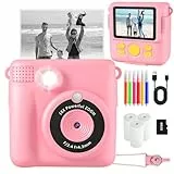 Kinderkamera, Sofortbildkamera Kinder,1080P Fotoapparat Kinderspielzeug mit 16x Digitalzoom, 32GB TF Karte,Druckpapier, Kinder Kamera für Geschenk für Mädchen 3-12 Jahre
