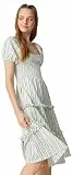 Koton Women Ruffle Puff Sleeve Square Neck Gimped Midi Dress