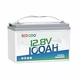 Redodo 12V 100Ah Lithium LiFePO4 Batterie, 1280Wh Lithium Akku eingebaut in 100A BMS, bis zu 15000 Zyklen, 10 Jahre Lebensdauer, perfekt als Notstrom für Wohnmobile, Off Grid, Marine, Boote