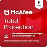 McAfee Total Protection 2025 (5 Gerät) | Virenschutz, VPN, Betrugsschutz, Sicherheitssoftware, Identitätsüberwachung | 2-Jahres-Abonnement mit automatischer Verlängerung | Download