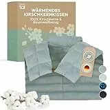 Blumtal Kirschkernkissen - Körnerkissen mit 100% Kirschkern-Füllung - Körnerkissen Mikrowelle mit OEKO-TEX zertifiziertem 100% Baumwoll-Bezug - Wärmekissen Schulter - Kirschkernkissen mit Kammern Grün