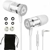 KLIM Fusion In-Ear-Kopfhörer mit Kabel & Mikrofon Hi-Fi, Memory-Schaum, 3,5 mm Klinke, Weiß