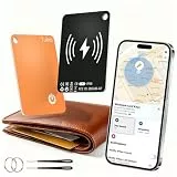 Smart Locator Tag (Schwarz-Orange-2 Pack) Wallet Tracker Karte kompatibel mit Apple Wo ist? APP (NUR iOS), Bluetooth Finder mit drahtloser Aufladung, IP68 Wasserdicht, mit Schlüsselring/Nylon Lanyard