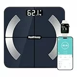 Körperfettwaage, Bluetooth Personenwaage mit App, Smart Digitale Waage für Körperfett, BMI, Gewicht, Muskelmasse, Wasser, Protein, Skelettmuskel, Knochengewicht, BMR, Schwarz