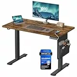 SONGMICS Höhenverstellbarer Schreibtisch elektrisch, 100 x 60 cm, Verstellbarer Tisch, Memory-Funktion für 4 Höhen, für Büro, vintagebraun LSD130KD01