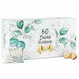 FOOD crew 60 Glückskekse Danke - Dankeschön Geschenke klein Einzeln verpackt in Box - ein kleines Dankeschön Geschenk Hochzeit - Danke Geschenk - Adventskalender Füllung - Made in Germany