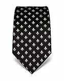 Vincenzo Boretti Herren Krawatte reine Seide Fleur-de-Lis Muster edel Männer-Design zum Hemd mit Anzug für Business Hochzeit 8 cm schmal/breit schwarz