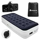 Juskys Luftmatratze Selbstaufblasend 90x190cm - Luftbett 1 Person mit integr. Luftpumpe - ideal als Gästebett oder Camping Matratze - wasserdicht
