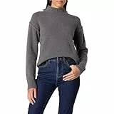 The Drop Carolina Drop Shoulder Mock Neck with Exposed Seams Pullover, Tornado Grey, L