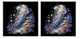 DIY Diamand Painting Kit 2 Stück Set, Medusa Reef, 5D Full Drill Diamant Stickerei Edelstein Kunst, Passend für die Familie Schlafzimmer Büro Dekoration, Kinder geschenk, 35x35cm Z3YX-709