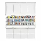 Winsor & Newton 0390084 Cotman Studio Aquarellfarben Set, lebendige Wasserfarben mit hoher Lichtechtheit, große Farbauswahl, Alterungsbeständig - 24 Farben in ganzen Näpfen, Mischpalette