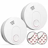 Andyssey GS526 Rauchmelder 10 Jahre mit Magnethalterung, Zertifiziert DIN EN14604, Rauchwarnmelder mit Fotoelektrischem Sensor, 85 dB Alarmlautstärke, 2 Stück