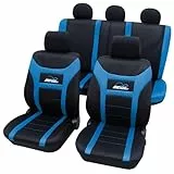 PETEX Auto Sitzbezüge Universal Komplett Set 11-teilig - Super-Speed blau, Eco Class mit SAB 1 Vario