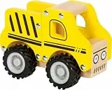 small foot Baufahrzeug aus Holz, mit Ladefläche und gummierten Rädern, für Kinder ab 18 Monaten, 11096, Gelb