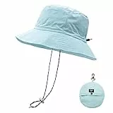 lifwimner Sonnenhut Damen Herren Fischerhut mit Kinnriemen Wasserdichter Eimer Damen Schnell Dry Packable Hut Sommer Outdoor Aktivitäten (Hellblau)