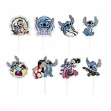 dekora - Cupcake Toppers von Lilo und Stitch in 8 Designs - Tortenstecker zum Dekorieren von Cupcakes, Muffins, Torten und anderen Süßigkeiten - Lebensmittelechte Dekoration für Backwaren - 16 Stück