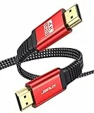 JSAUX HDMI Kabel 2Meter [4K@60Hz,HDMI 2.0,18Gbps] Flach HDMI 2.0 Kabel Highspeed 3M HDMI Nylon Geflochten Kabel Support 4K 3D HDR UHD 2160p 1080p Ethernet ARC PS3/4 TV PC Rot