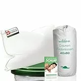 Welldora Premium Kopfkissen 40x80 | 100% natürliche Daunenfasern & Federn | Ergonomisch optimiert 3 Kammern Nackenstützkissen | Mittelfestes Kissen fachärztlich geprüft, Oeko-Tex zert. in Deutschland