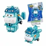 Super Wings Transformations-Flugzeug Shine, 2 in 1 Action Figur, ca. 5 cm große Spiel-Figur für Kinder, Spielzeug-Flugzeug und Roboterfigur für Jungen und Mädchen ab 3 Jahren, Blau