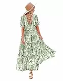 YESNO Sommerkleid für Damen, lässig, kurzärmelig, Blumenmuster, Maxikleid mit Taschen M ETXDE CR425